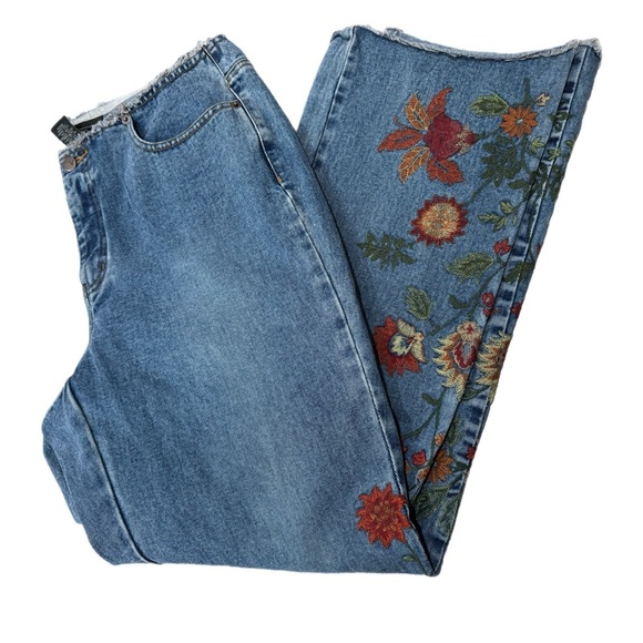 Vintage Venezia Embroidered Bootcut Jean Hippie Boho Flower Women’s Sz 14 Denim - Picture 1 of 10